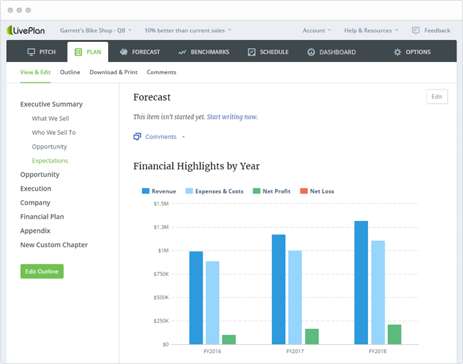 Sales charts automatically integrated into your documents